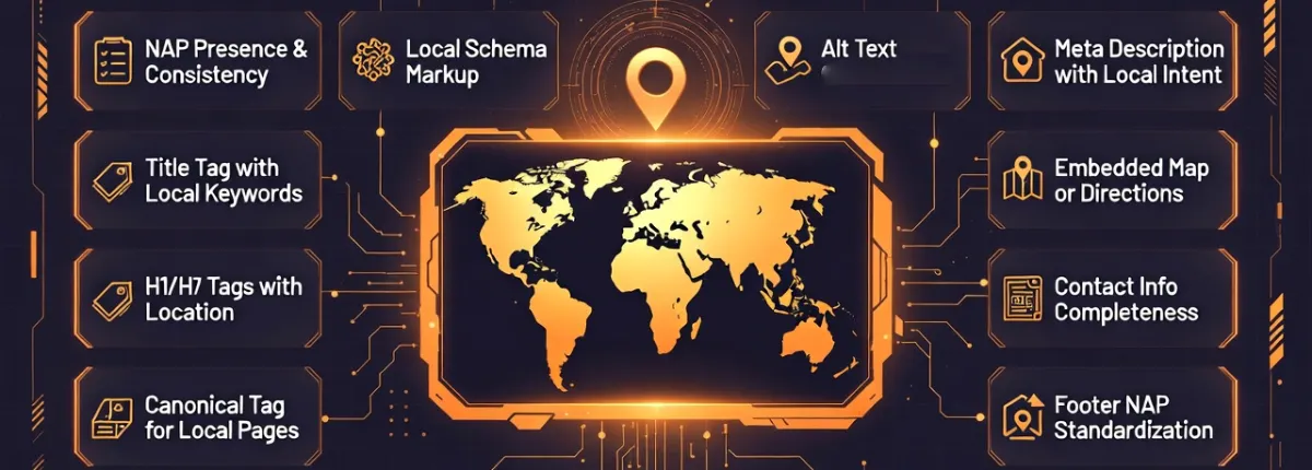 Traffic Torch Local SEO Tool – On-page local signals audit, NAP consistency checker, schema markup validation and Google Business Profile optimization insights